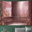 Gothic court woman floral tapestry wall art for bedroom scenery by Decorbites