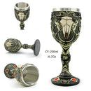 Gothic dragon skull goblet stainless steel dining room wine glass by Decorbites
