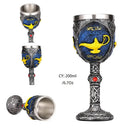 Gothic dragon skull goblet stainless steel dining room wine glass by Decorbites