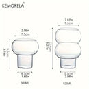 Gourd shaped glass cup set with wooden handle – kitchen drinkware by Decorbites
