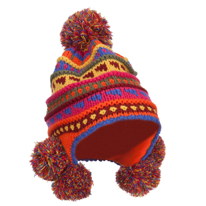 Girl's Striped Pom Ski Beanie