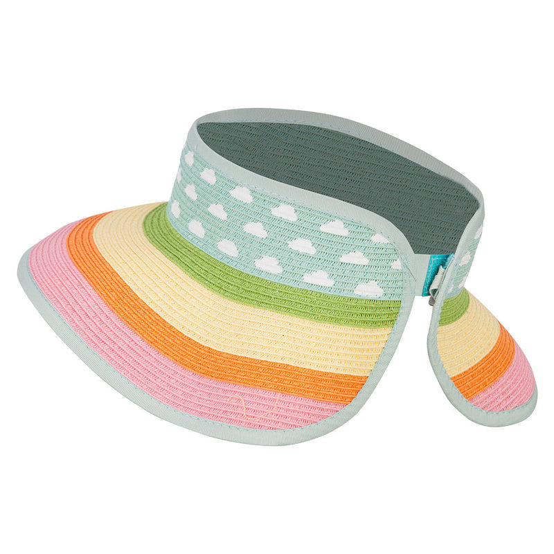 Girl's Paper Braid Rolled 3.5 Inch Brim Visor