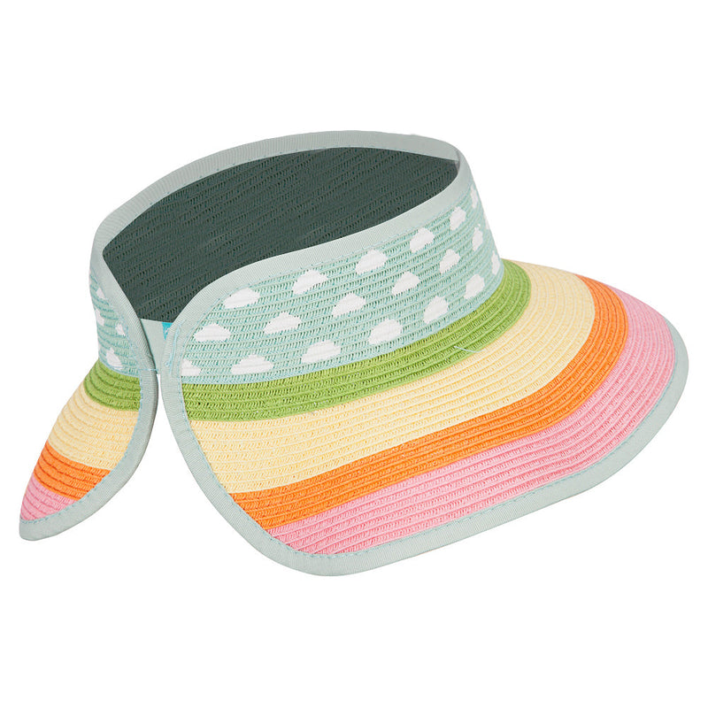 Girl's Paper Braid Rolled 3.5 Inch Brim Visor