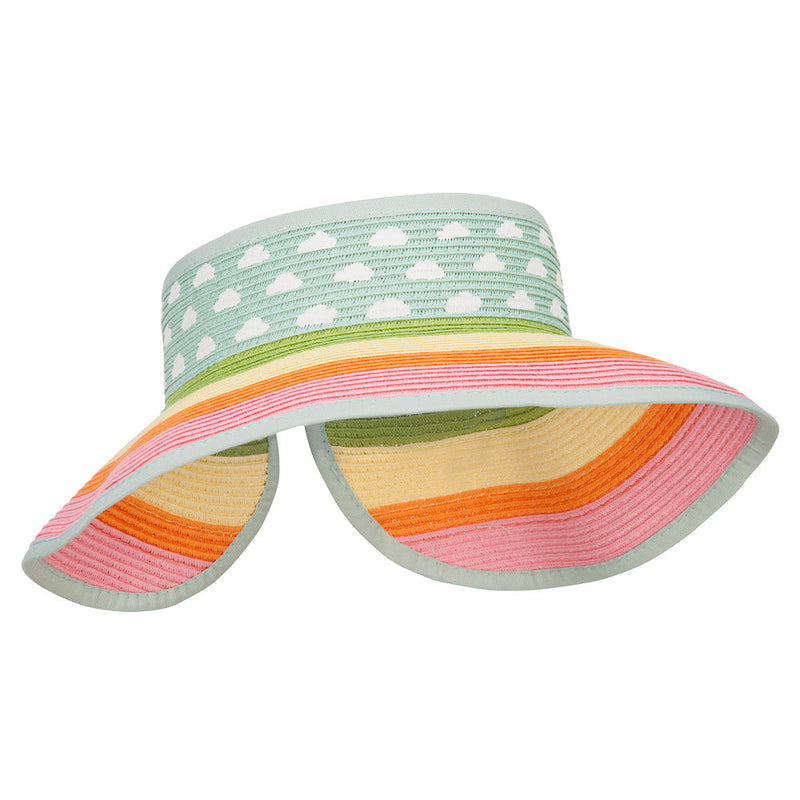 Girl's Paper Braid Rolled 3.5 Inch Brim Visor