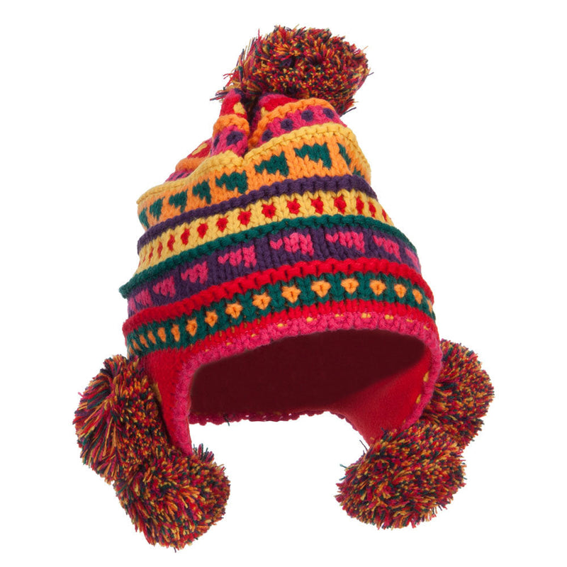 Girl's Striped Pom Ski Beanie