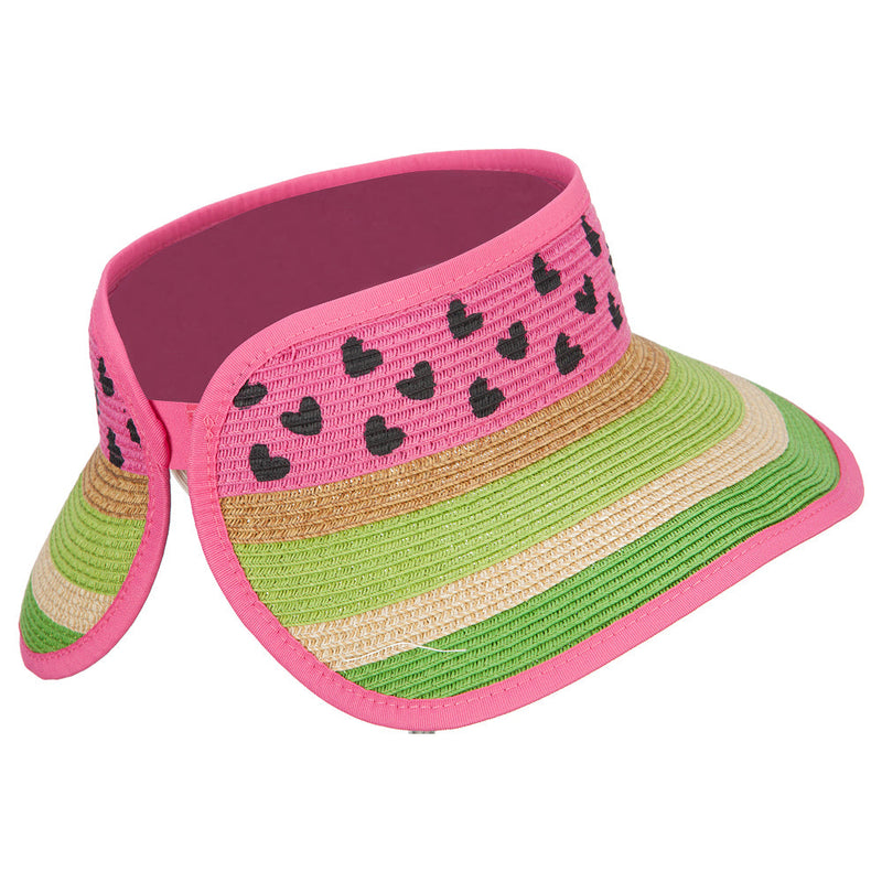 Girl's Paper Braid Rolled 3.5 Inch Brim Visor