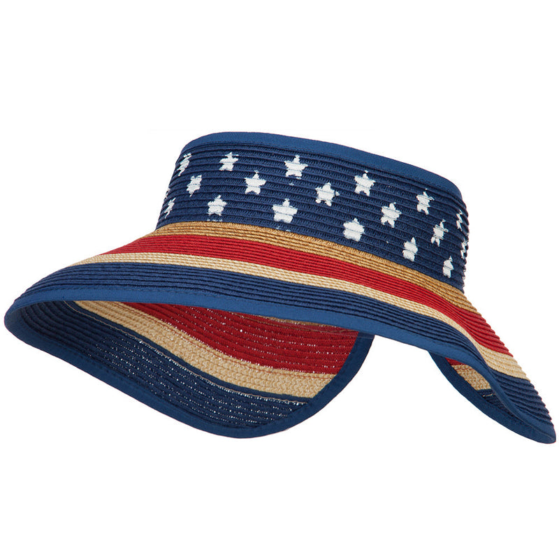 Girl's Paper Braid Rolled 3.5 Inch Brim Visor
