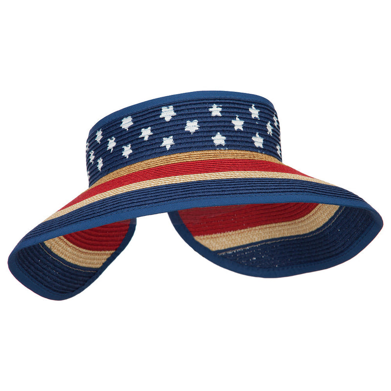 Girl's Paper Braid Rolled 3.5 Inch Brim Visor