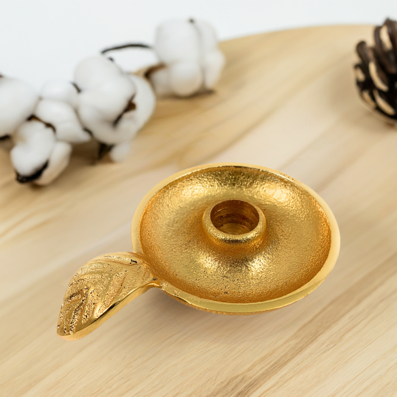 Golden Taper Candlestick Holder Dish, photo 7 of 10