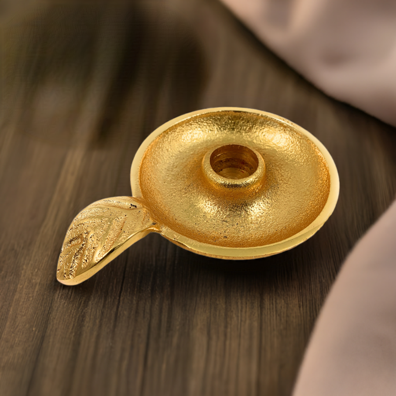 Golden Taper Candlestick Holder Dish, photo 8 of 10
