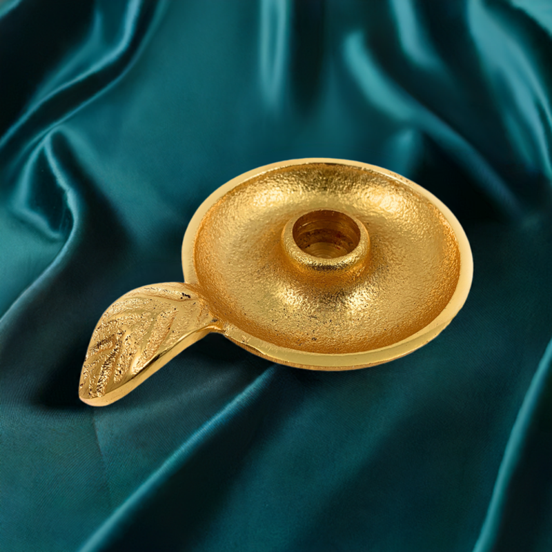 Golden Taper Candlestick Holder Dish, photo 3 of 10