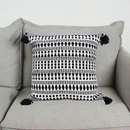 Black 22" X 22" Throw Pillow for couch with Tassels-Winter