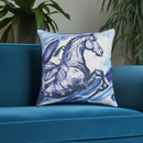 Embroidered 18"x18" Blue Decorative Pillow (Horse)