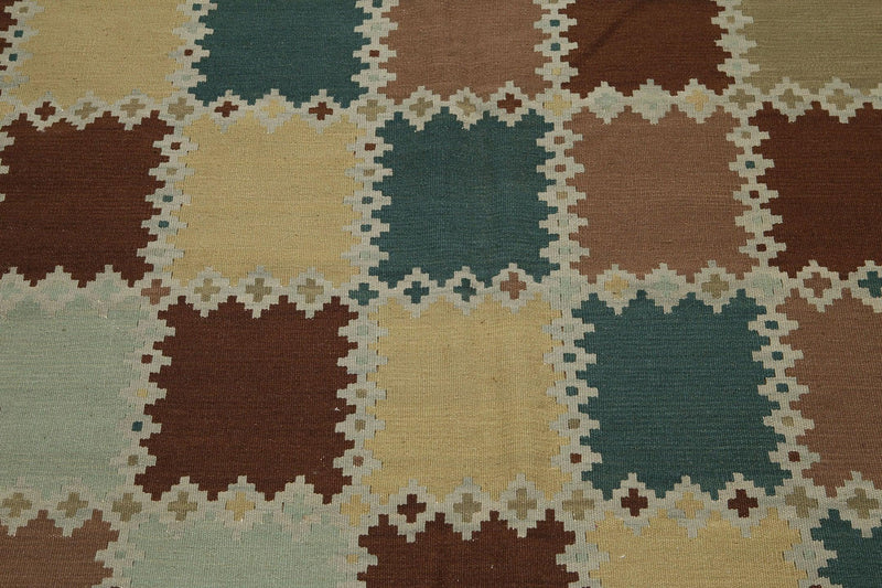 5'5" x 7'4" Handmade Turkish Kilim wool reversible Area rug Southwestern Aqua