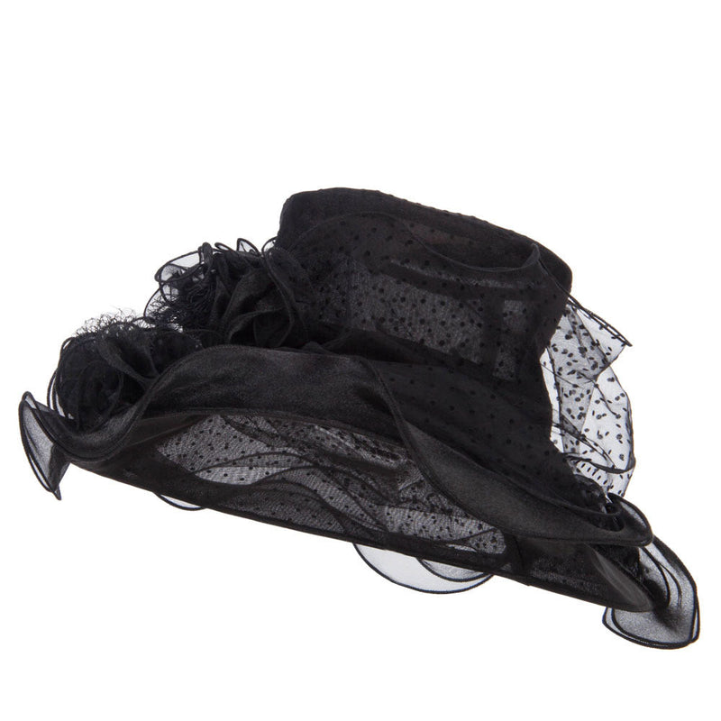Polka Dot 3 Flowers Organza Hat