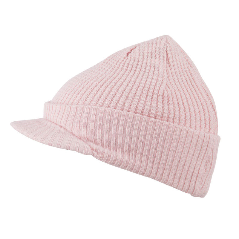 Grid Pattern Cuff Beanie with Visor