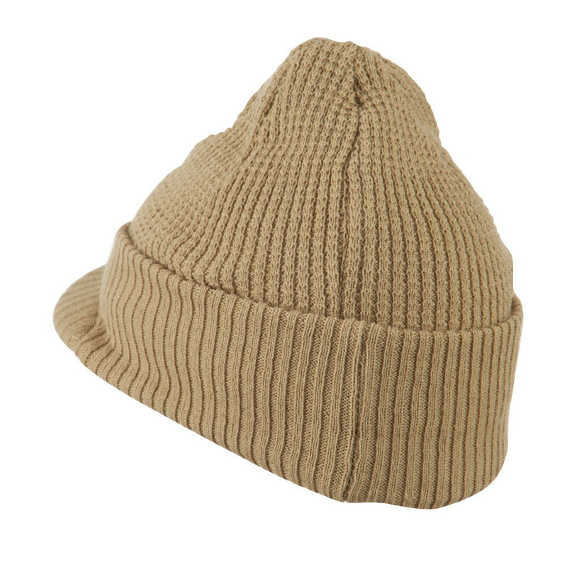 Grid Pattern Cuff Beanie with Visor