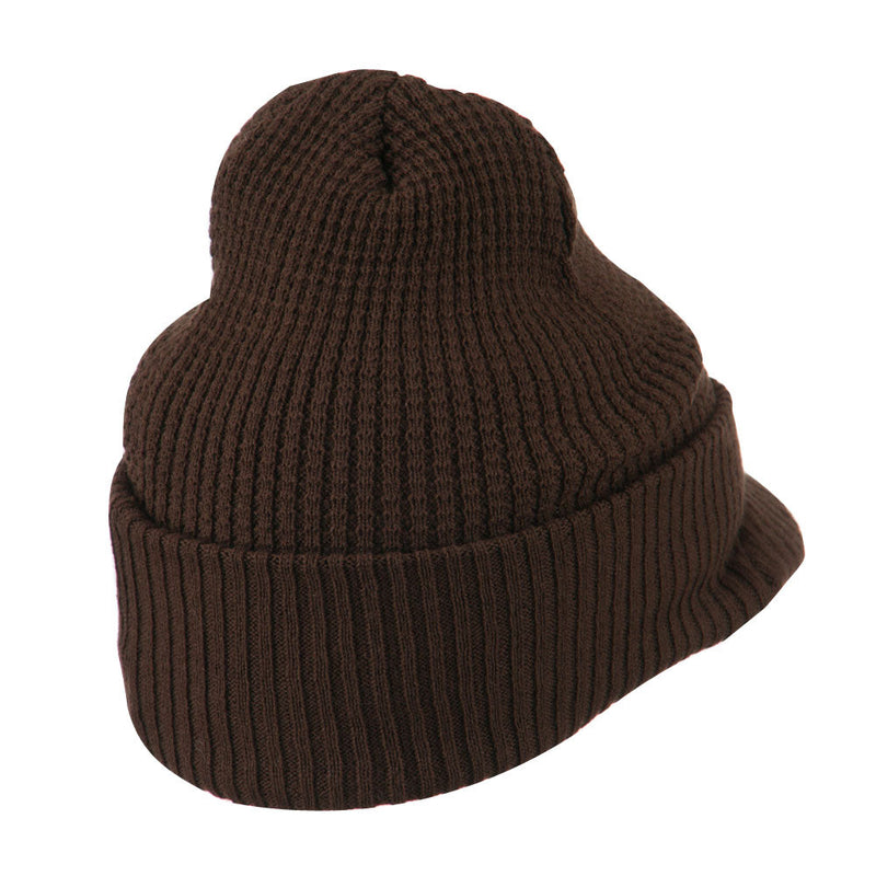 Grid Pattern Cuff Beanie with Visor