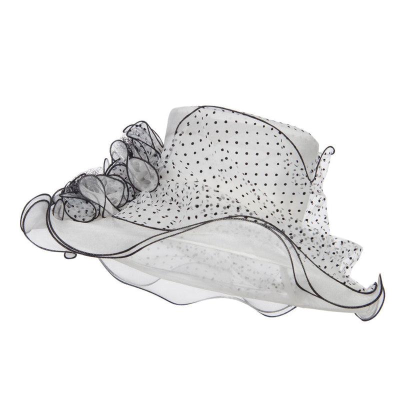Polka Dot 3 Flowers Organza Hat