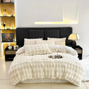 GobekUsa Gradient Gray Faux Rabbit Fur Velvet Bedding Set: Duvet Cover, Bedsheet, Pillowcase