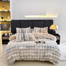 GobekUsa Gradient Gray Faux Rabbit Fur Velvet Bedding Set: Duvet Cover, Bedsheet, Pillowcase