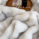GobekUsa Gradient Grey Cashmere Fleece Winter Blanket