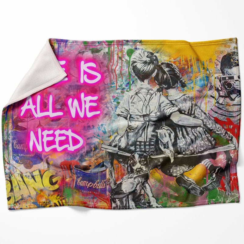 Graffiti Banksy Love Is All We Need Blanket