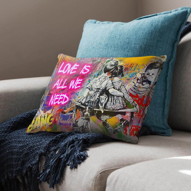 Graffiti Banksy Love Is All We Need Cushion