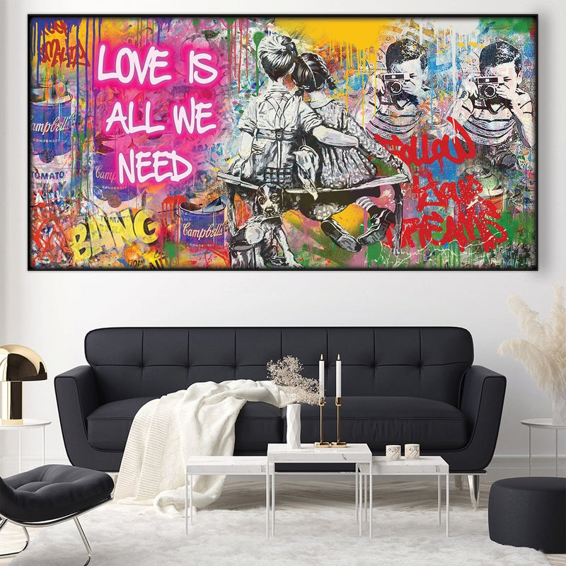 Graffiti Banksy Love Is All We Need Easy Build Frame