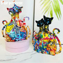 GobekUsa Cat Couple Sculpture: Pop Art Statues for Pet Lovers and Bookcase Decor