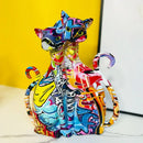GobekUsa Cat Couple Sculpture: Pop Art Statues for Pet Lovers and Bookcase Decor