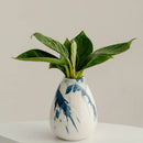 Graffiti ceramic vase blue & white splatter living room decor by Decorbites