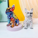 GobekUsa Bulldog Punk Art Resin Sculpture Decor Ornaments Aesthetic Room Furnishings