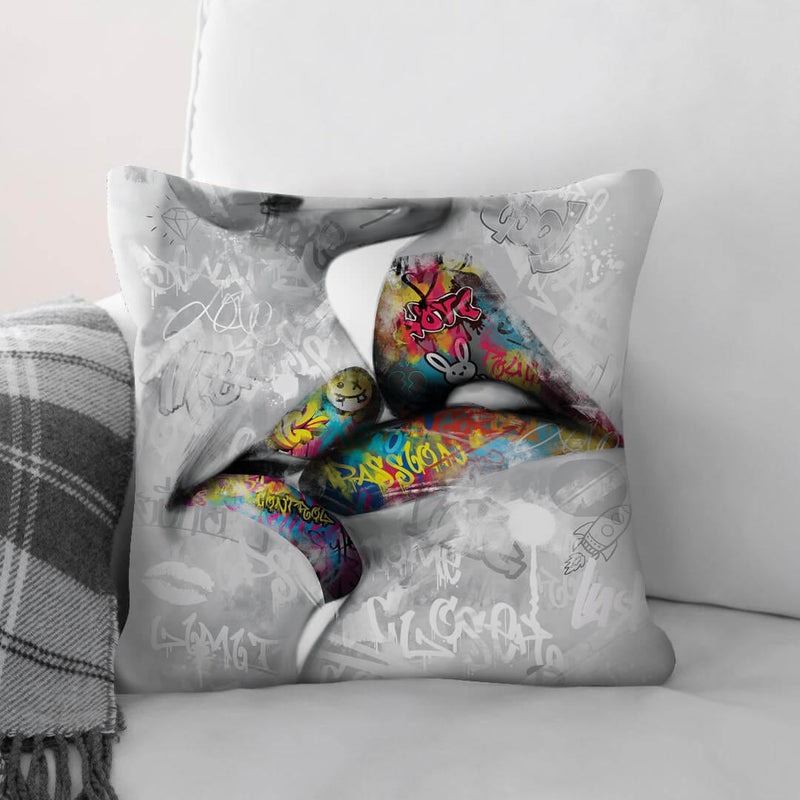 Graffiti Kiss Cushion