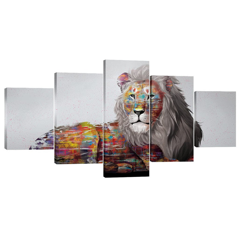 Graffiti Lion Canvas - 5 Panel