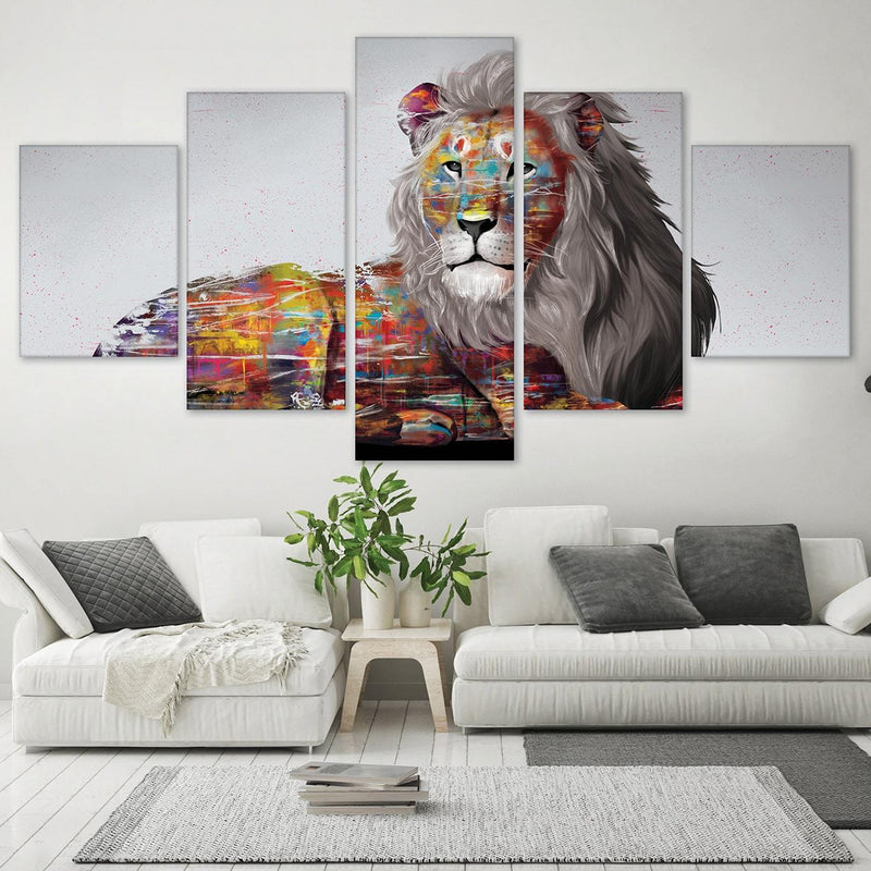 Graffiti Lion Canvas - 5 Panel