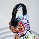 GobekUsa Bulldog Headphone Figurines: Resin Graffiti Art Dog Statue Desktop Decor