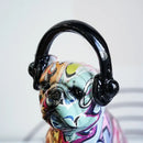 GobekUsa Bulldog Headphone Figurines: Resin Graffiti Art Dog Statue Desktop Decor
