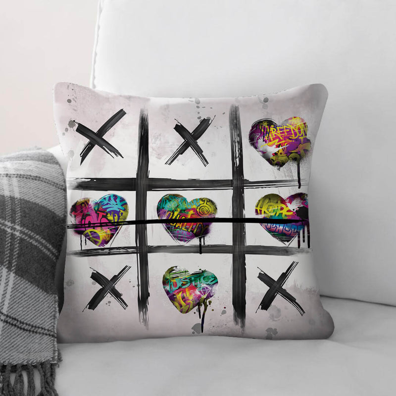 Graffiti Tic Tac Toe Cushion