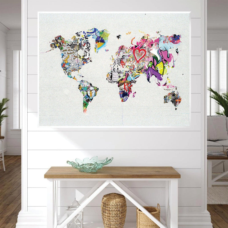 Graffiti World Map Canvas