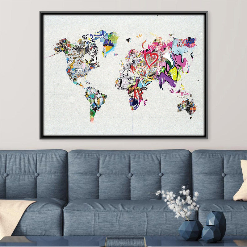 Graffiti World Map Canvas