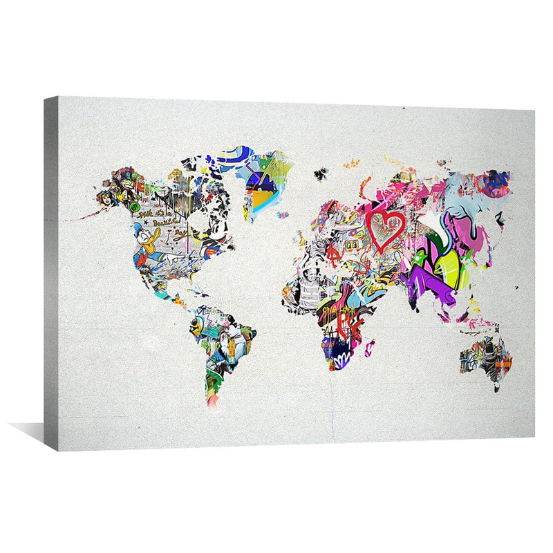 Graffiti World Map Canvas