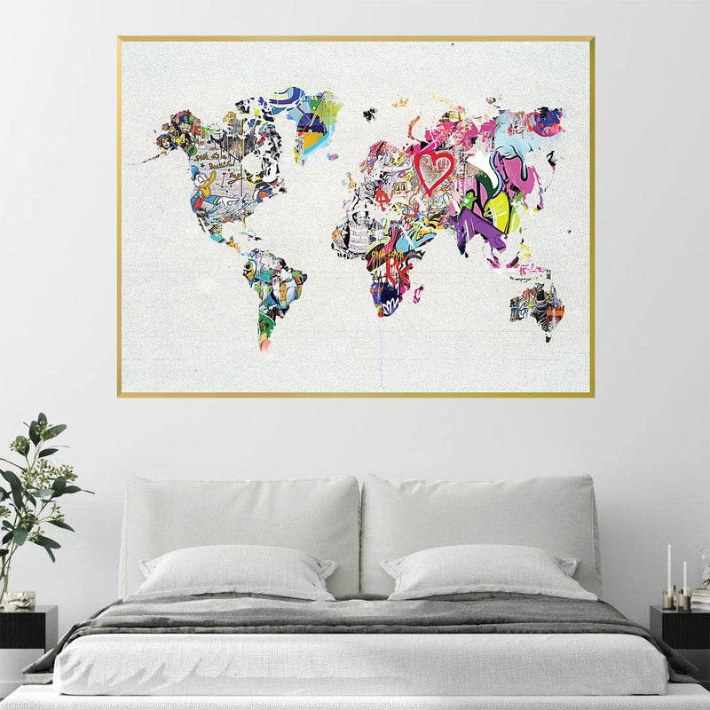 Graffiti World Map Canvas