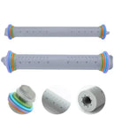Gray adjustable silicone rolling pin with colorful rings kitchen tool by Decorbites