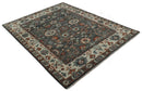 Charcoal Ivory Hand Knotted Wool Area Rug Traditional Oushak Design by The Rug Decor