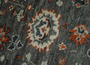 Charcoal Ivory Hand Knotted Wool Area Rug Traditional Oushak Design by The Rug Decor