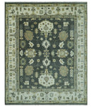 Gray And Beige Oushak Hand Knotted Custom Made Wool Rug