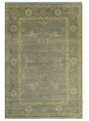 Gray And Beige Traditional Oushak Design Hand Knotted 5.6x8.6 wool area rug by The Rug Decor
