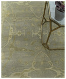 Gray And Beige Traditional Oushak Design Hand Knotted 5.6x8.6 wool area rug by The Rug Decor