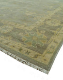 Gray And Beige Traditional Oushak Design Hand Knotted 5.6x8.6 wool area rug by The Rug Decor
